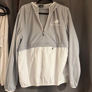 New Balance Light Gray and White Windbreaker Fits like XL